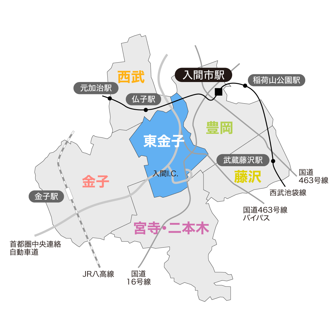 入間市東金子地域のマップ