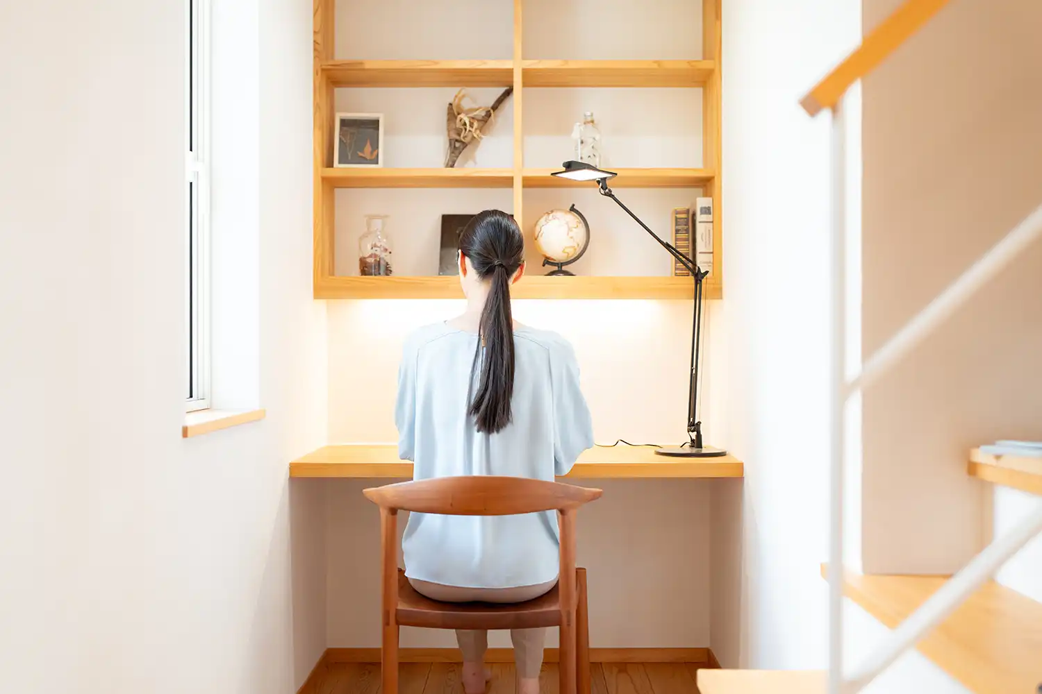 シニアご夫婦向け平屋プランの書斎スペース