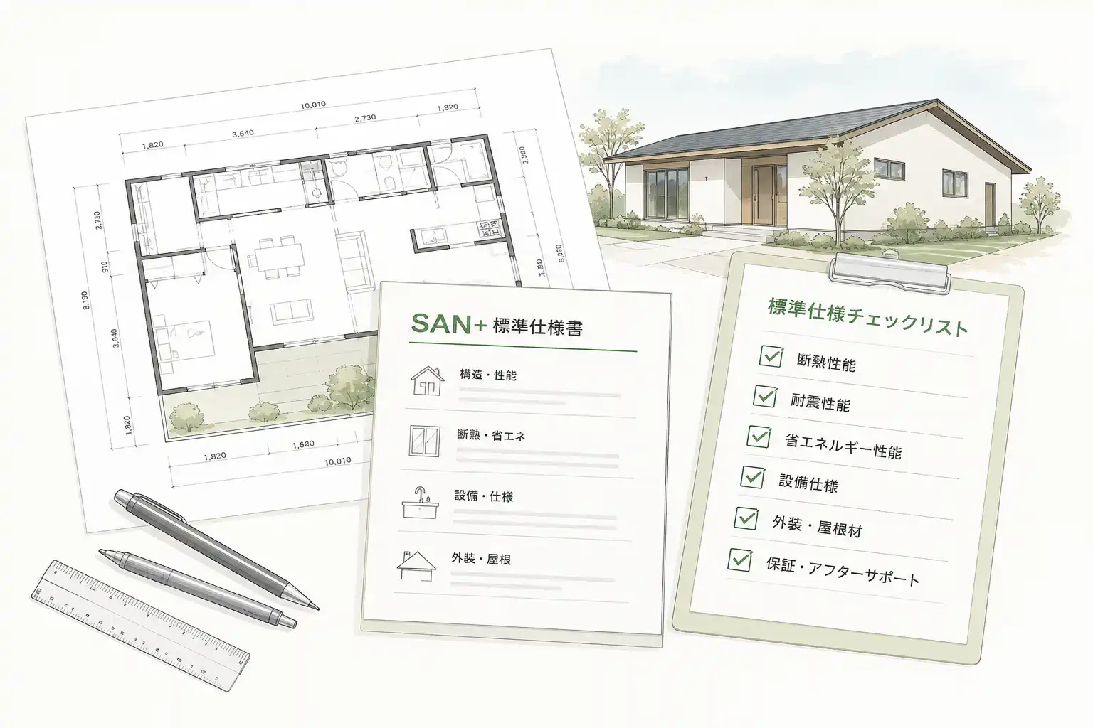 SAN+仕様をベースに検討可能な住宅仕様イメージ
